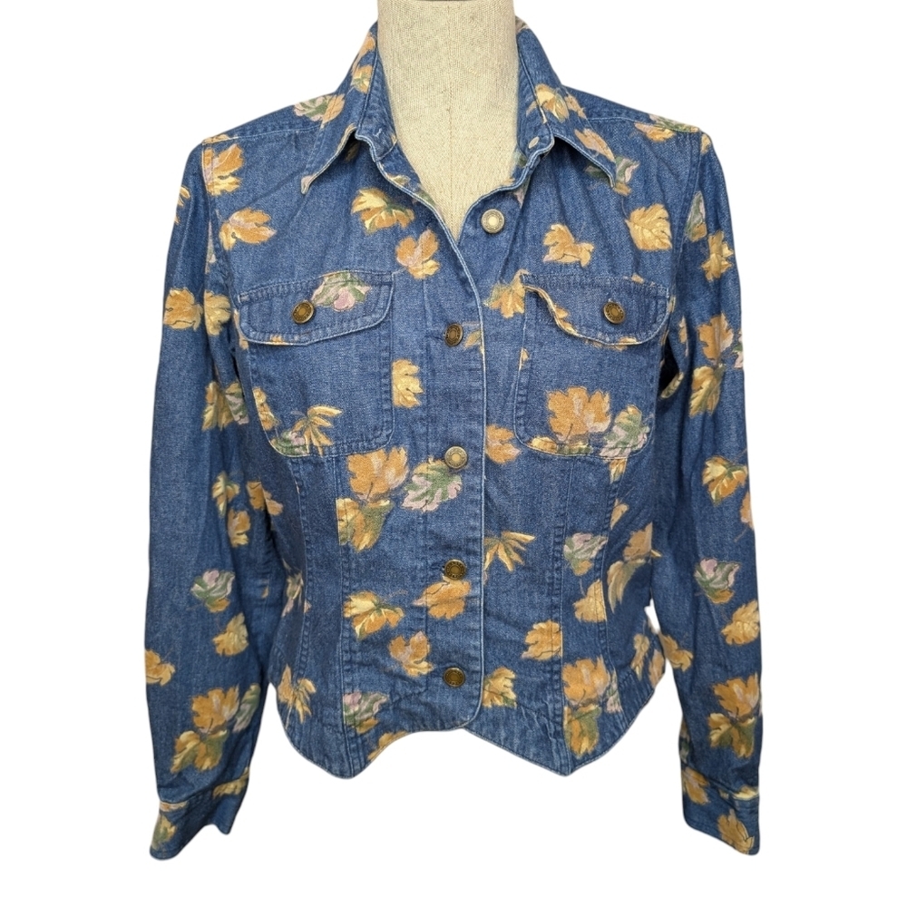 Vintage Villager Sport Foliage Denim Jacket Women’s Medium Cropped